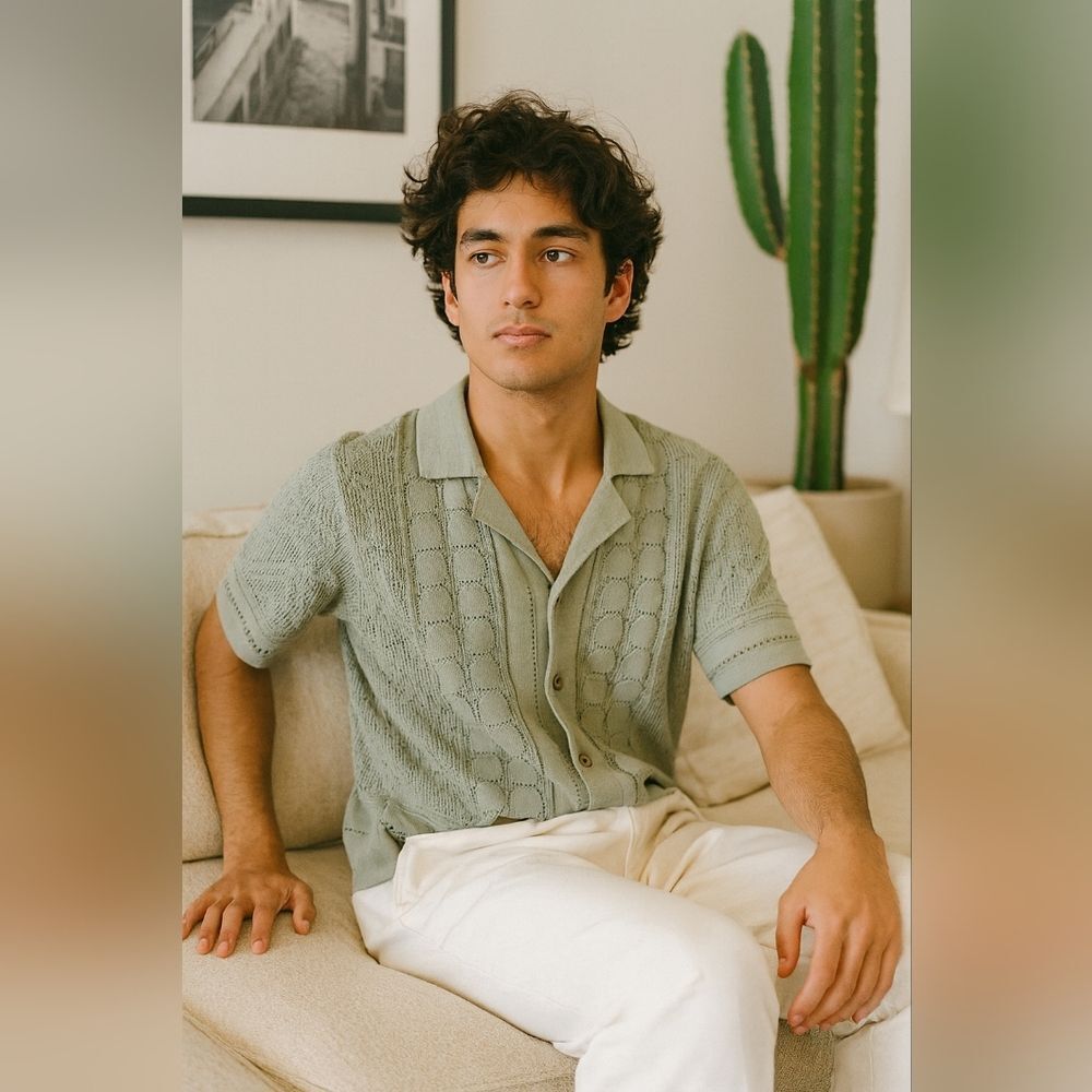 Free Planet Men's Sage Green Short Sleeve Button Down Shirt